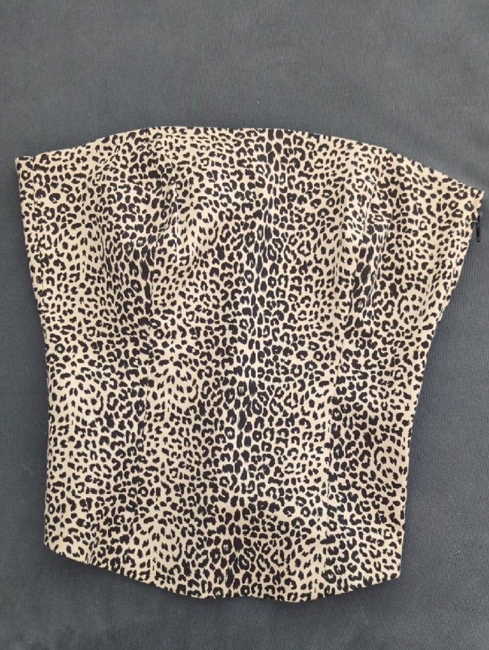 bebe Leopard Print Strapless Bustier Top - Cream & Black